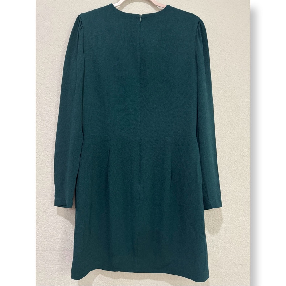 DRESS THE POPULATION KELLI PLUNGING CREPE SHEATH DRESS PUFF LONG SLEEVES GREEN‎ - Picture 8 of 8